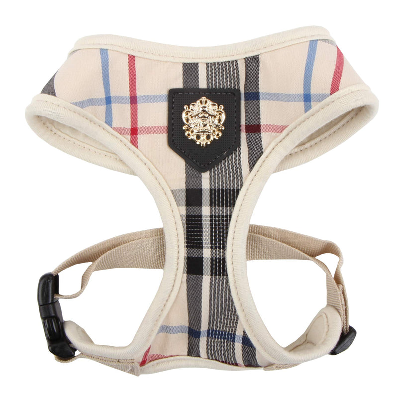 puppia Junior Over-The-Head Dog Harness Checkered Pattern No Choke No Pull Adjustable Chest Belt Walking Training for Small and Medium Dog, Large, Beige - PawsPlanet Australia