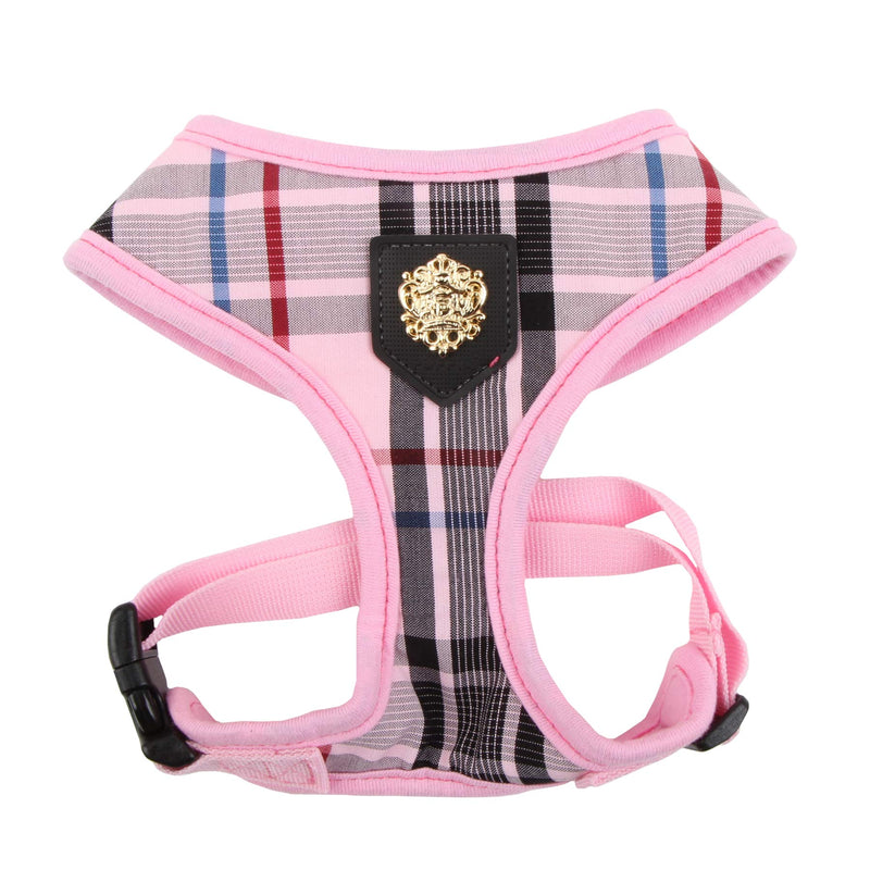 puppia Junior Over-The-Head Dog Harness Checkered Pattern No Choke No Pull Adjustable Chest Belt Walking Training for Small and Medium Dog, Large, Pink - PawsPlanet Australia