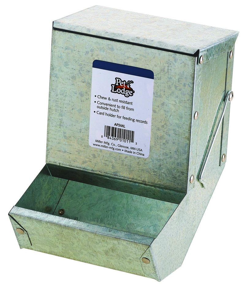 Pet Lodge® Steel Small Animal Feeder with Lid | Cage Rabbit Feeder | Holds Several Days Worth of Food | 5 Inch 5" - PawsPlanet Australia