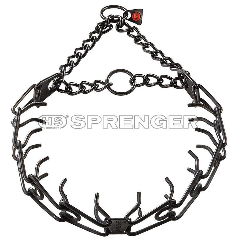 Herm Sprenger Black Stainless Steel Ultra-Plus Prong Collar with Center-Plate and Assembly Chain - 3.2 mm x 23 inches l - PawsPlanet Australia