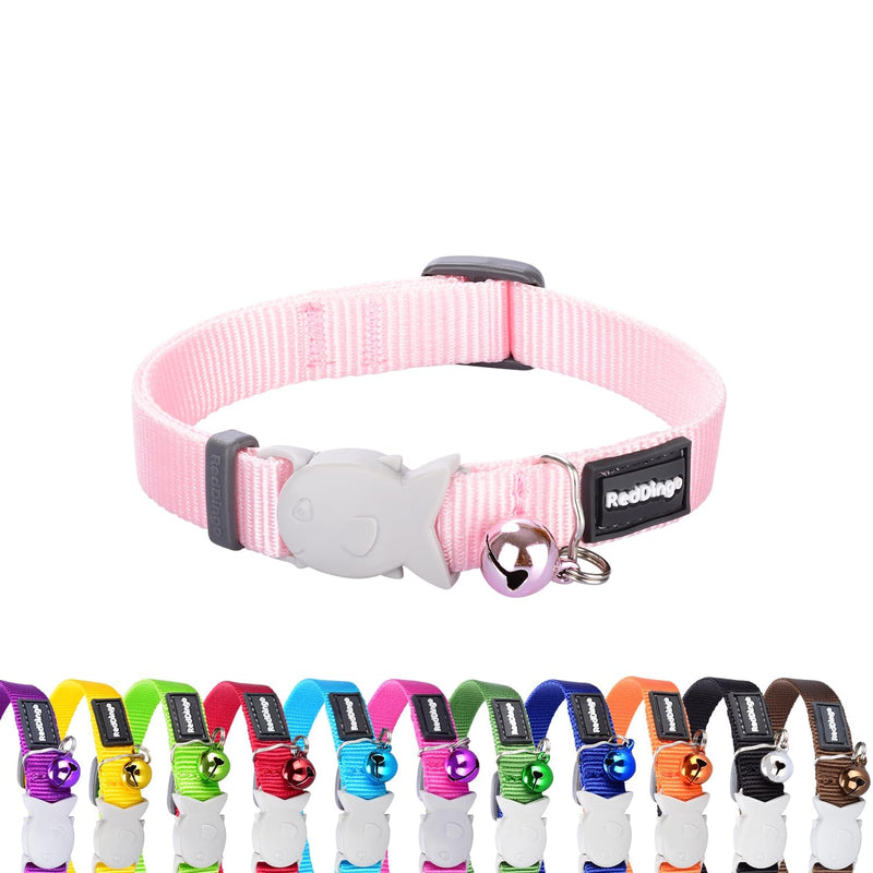 Red Dingo Classic Safety Release Breakaway Premium Cat Collar – Adjustable One Size Fits All with Soft Nylon Webbing, 4.4lb Safety Release Fish Clip, Stainless Steel D-Ring, Wildlife Bell – Pink - PawsPlanet Australia