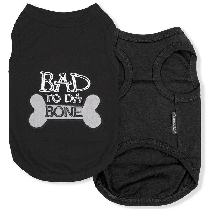 Parisian Pet Dog T-Shirt - Embroidered Bad to Da Bone Dog Clothes - 100% Cotton, Sleeveless Pet Vest - Machine Washable Shirt for Large Dogs 2XL - PawsPlanet Australia