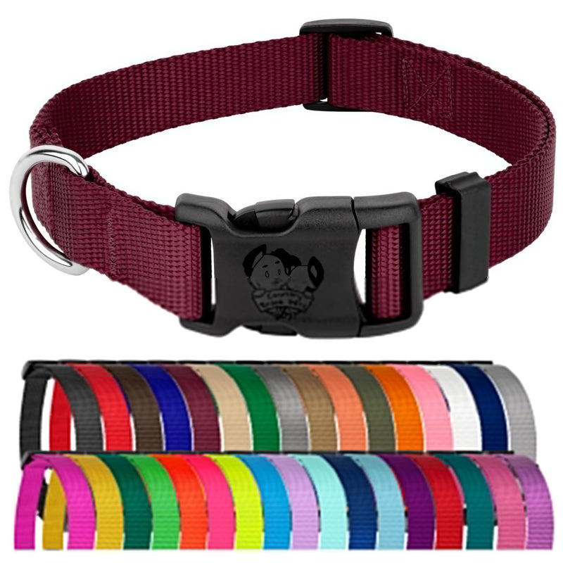 Country Brook Petz - Everyday Nylon Dog Collar for Large, Medium, and Small Dogs and Puppies - for Everyday Use in 10+ Warm Colors (Large, 1 Inch Wide, Burgundy) Large (Pack of 1)
