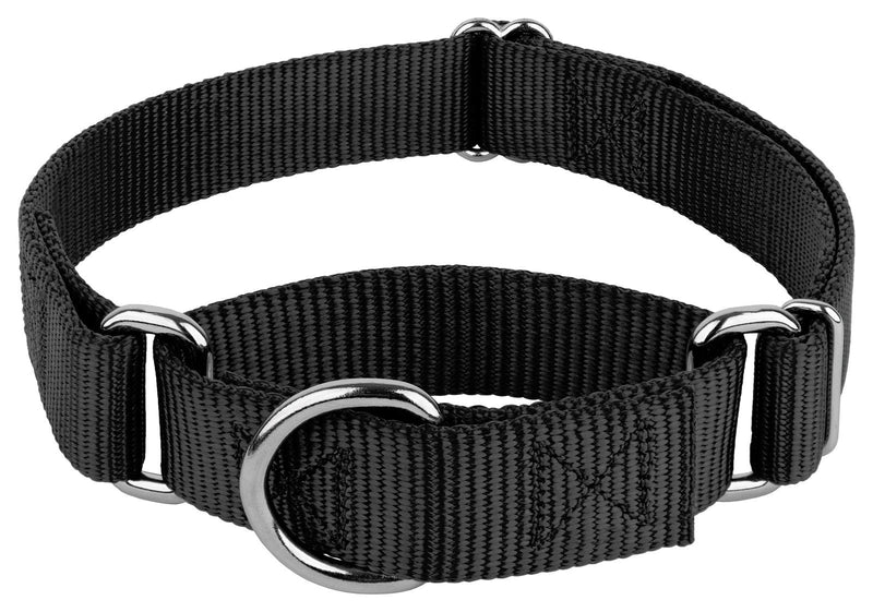 Country Brook Petz - Martingale Dog Collar - Heavy-Duty Training Collar with No Buckle - Service Dog Collar for All Pups - 10+ Cool Colors (Black, 1 Inch, Medium) Medium (Pack of 1) Black