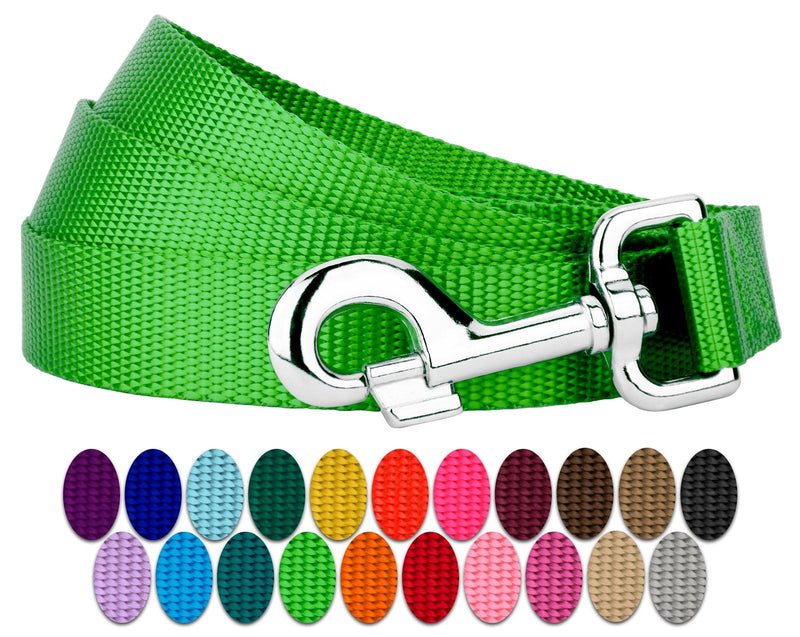 Country Brook Petz 1 Inch Nylon Durable Traditional Style Dog Leash with Easy to Use Snap for Small, Medium, Large Breeds - 25+ Colors (Hot Lime Green, 6 Foot) 6 Foot X 1 Inch Wide Hot Lime Green - PawsPlanet Australia