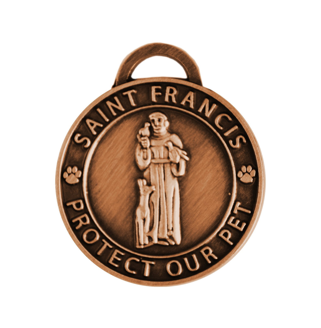 Luxepets Pet Collar Charm, Saint Francis of Assisi, Large, Antique Copper