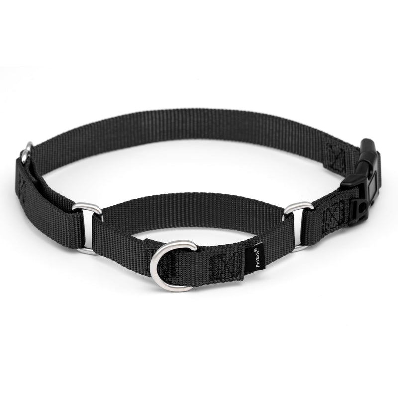 PetSafe Martingale Dog Collar with Quick Snap Buckle - No Pull Dog Collar for Walking Control - Gentle Correction - Durable Nylon Material - Adjustable No-Slip Collar - Black - Medium - 1 Inch Wide - PawsPlanet Australia