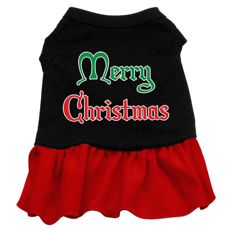 Christmas Pet Dog & Cat Dress Screen Printed, "Merry Christmas" Black W/Red XS (0-3 lbs.) X-Small Black with Red - PawsPlanet Australia
