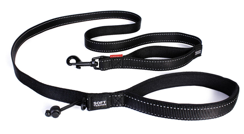 EzyDog Soft Trainer Dog Leash with Traffic Control Handle - Reflective Stitching for Nighttime Safety and Superior Strength and Comfortability for Training Large to Medium Dogs (72”, Black) Standard - PawsPlanet Australia