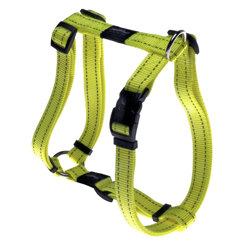 Reflective Adjustable Dog H Harness for Large Dogs; matching collar and leash available, Yellow - PawsPlanet Australia