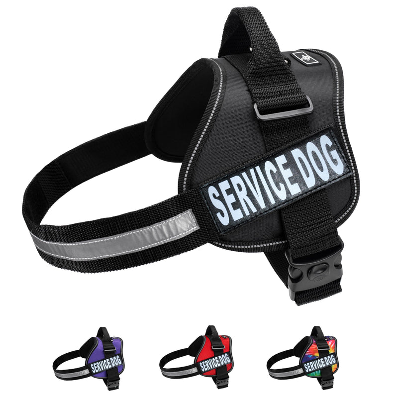 Doggie Stylz Service Dog Harness - Durable & Reflective, Adjustable for Dogs XXS to Large Sizes - Comfortable Working Dog Vest Girth 12-16" Black - PawsPlanet Australia