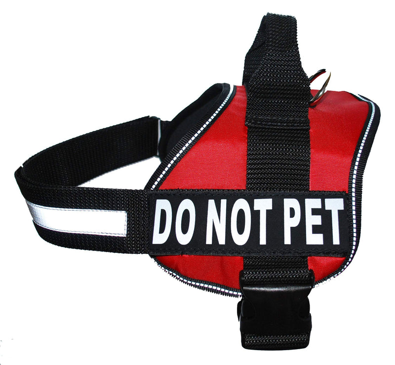 DO NOT PET Dog Vest Harness with Removable Patches and Reflective Trim. Comes with 2 DO NOT PET Reflective Removable Patches. Please Measure Dogs Girth Before Purchase Girth 24-31" Red - PawsPlanet Australia