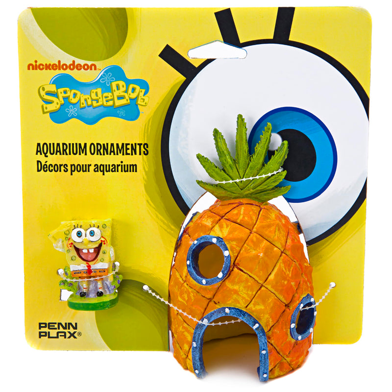 Penn-Plax SpongeBob and Pineapple House Aquarium Ornament | 2 piece Set | Great for fresh or alt water tanks .5 LBS - PawsPlanet Australia