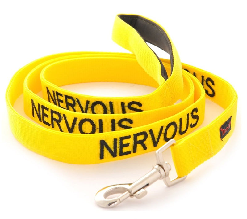 NERVOUS Yellow Color Coded 2 4 6 Foot Padded Dog Leash (Give Me Space) PREVENTS Accidents By Warning Others of Your Dog in Advance (Standard Leash)