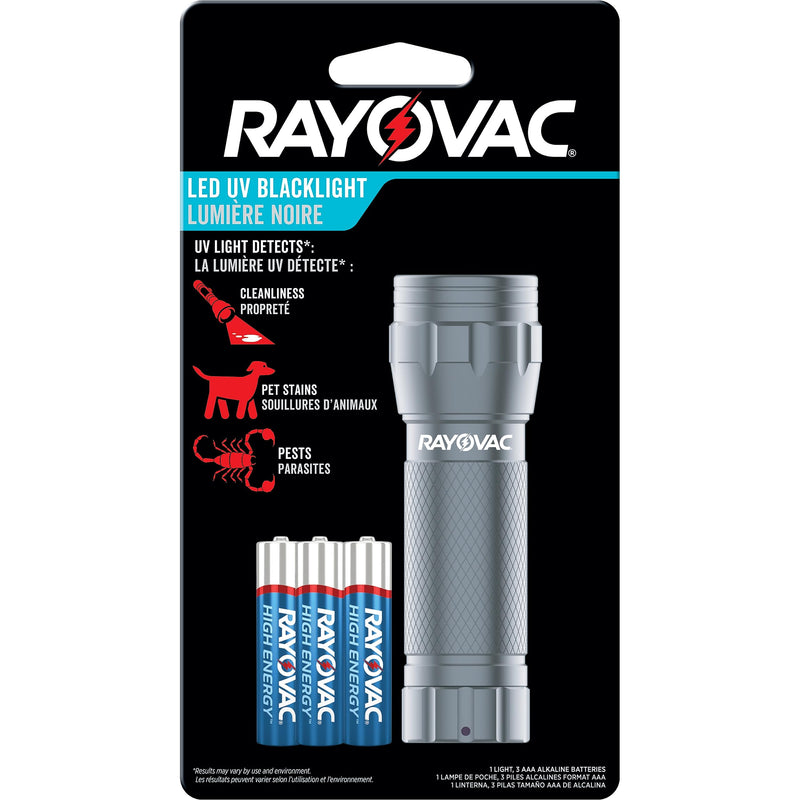 Rayovac UV Flashlight Black Light, Ultraviolet Light for Detecting Pet Stains and Auto Leaks, Flash Light with AAA Batteries Included, Pack of 1 - PawsPlanet Australia