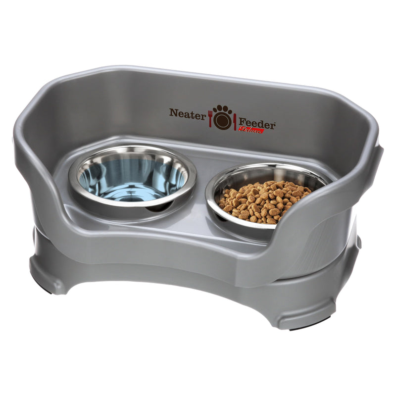 Neater Feeder Deluxe Mess Proof Cat Bowls Elevated for All Breeds – Made in USA – No Spill Raised Bowls for Indoor Cats – Stainless Steel Food and Water Bowl Set, Pet Dish Feeding Station, Grey Gunmetal Grey - PawsPlanet Australia