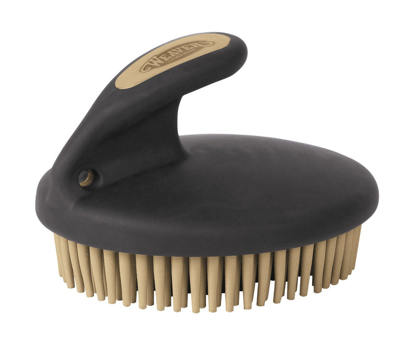 Palm-Held Fine Curry with Small Rubber Bristles, Black/Beige - PawsPlanet Australia