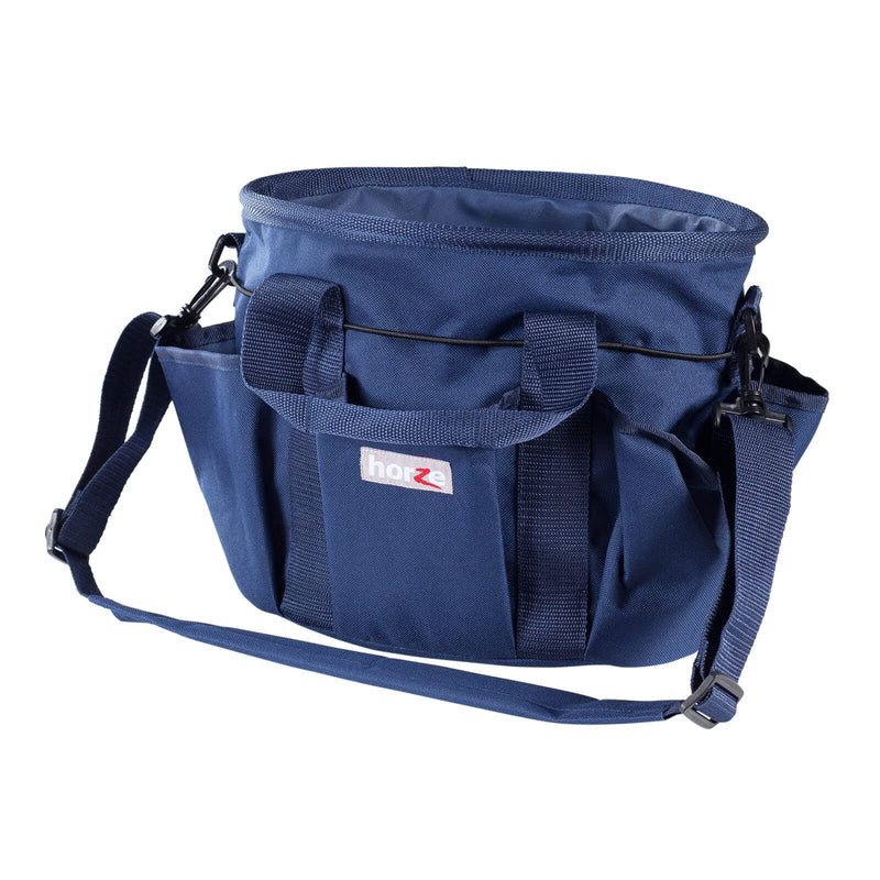 HORZE Grooming Tote Bag for Horses, Dogs with Shoulder Strap and 6 Pockets for Supplies | 12" x 8" x 9" Dark Blue One Size - PawsPlanet Australia
