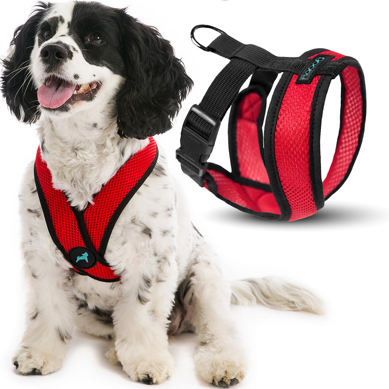 Gooby Comfort X Head in Harness - Red, Medium - No Pull Small Dog Harness, Patented Choke-Free X Frame - Perfect on The Go Dog Harness for Medium Dogs No Pull or Small Dogs for Indoor and Outdoor Use Medium Chest (14.25-18.75") - PawsPlanet Australia