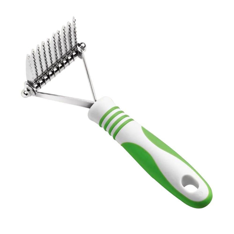 Andis 66050 De-Matting Rake with 10 Blades - Grooming Brush with Safety Edges & Promotes Healthy Skin & Coat - Non-Slip Handle, De-Shedding & Perfect for Long-Haired Breeds, Green, 7.5", 1 Pack - PawsPlanet Australia