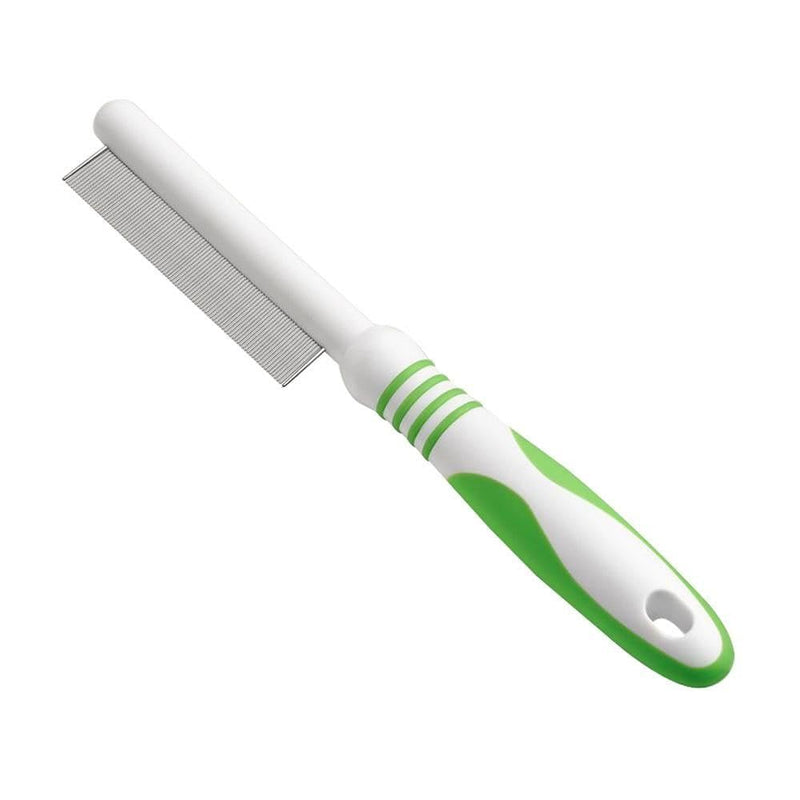 Andis 66060 Flea Comb with Durable Teeth & Comfortable Handle - Effective Stainless-Steel Teeth for Removes Tangles, Dirt & Loose Hair with Skin Protection - for Medium to Small Dogs - Green