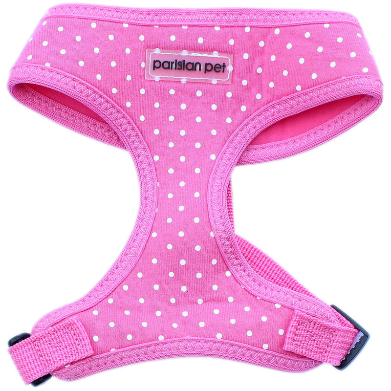 Parisian Pet Girl Dog Harness - Adjustable Dog Vest Harness - 100% Mesh Fabric No Pull Dog Harness Small-Sized Dog - Polka Dot Cooling Dog Harness for Walking, Running, and Hiking - Puppy Harness - S Pink Dots - PawsPlanet Australia