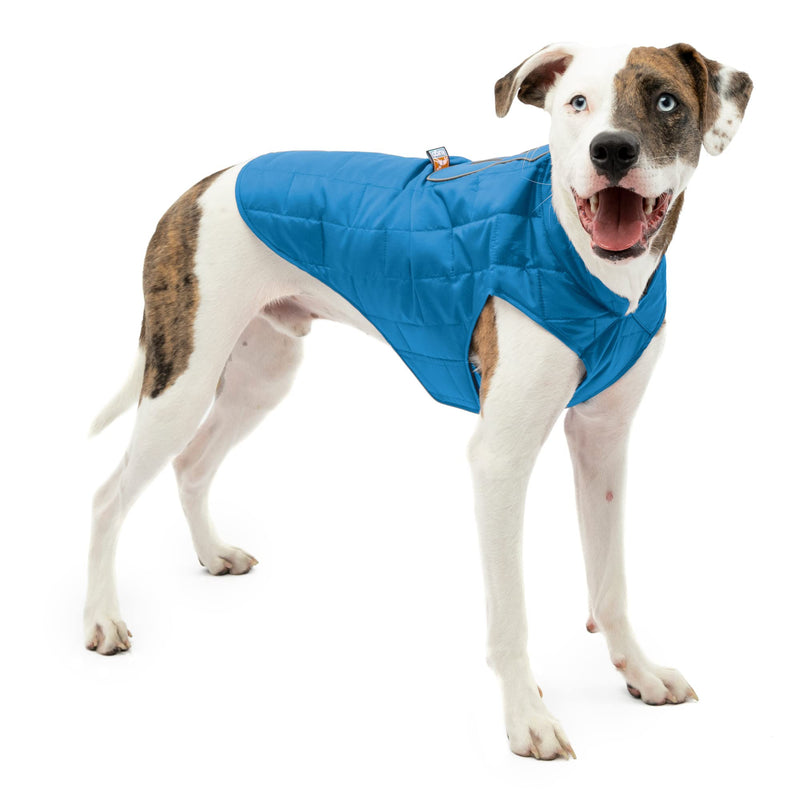 Kurgo Dog Jacket | Reversible Winter Coat for Dogs | Fleece Vest for Pets | Reflective | Wear with Harness | Water Resistant Loft Jacket | For Small Medium Large Pets (Blue/Orange, Large) (K01849) Large (Pack of 1) Coastal Blue/Orange - PawsPlanet Australia