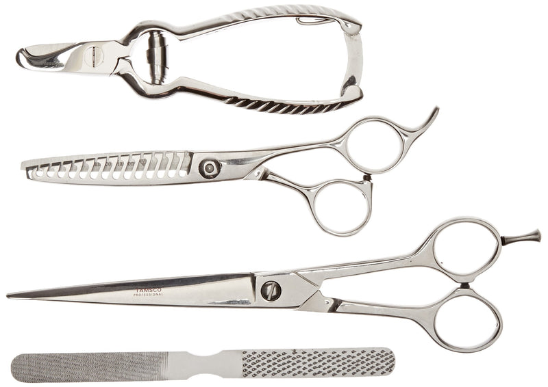 Grooming Set of 4, (B-622, B-566, M-275, B-2520) Zipper Case Japanese Stainless Steel Thinning Shear with 14 Teeth Blades Hear with Classical Design Pedicure Set - PawsPlanet Australia