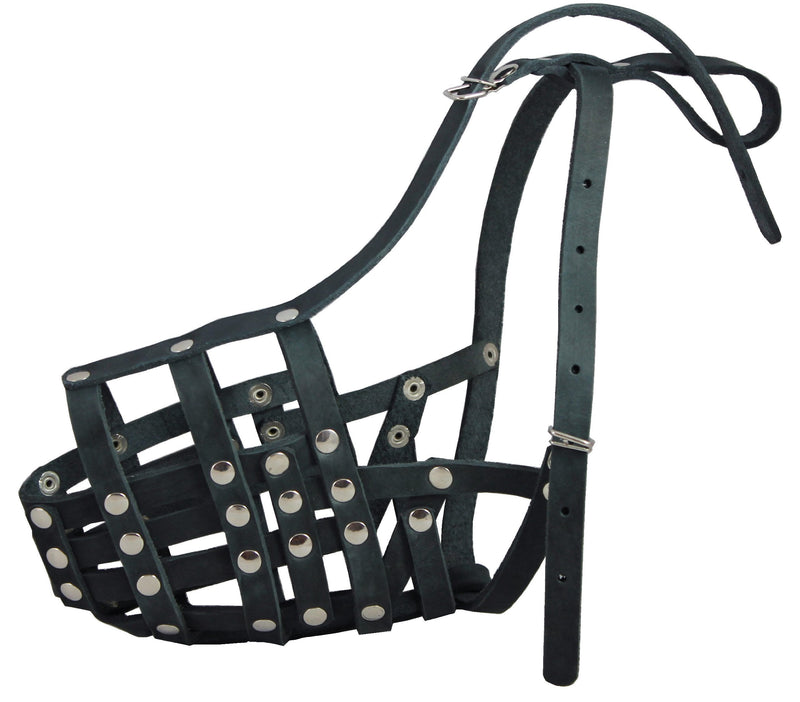 Dogs My Love Secure Genuine Leather Mesh Dog Basket Muzzle - Doberman Male, (Circumference 14", Snout Length 3.5")