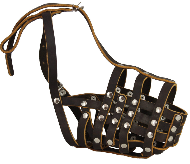 Secure Genuine Leather Mesh Dog Basket Muzzle - Doberman Male, (Circumference 14", Snout Length 3.5")