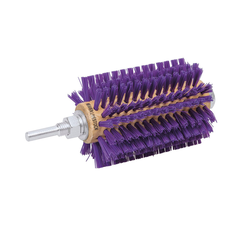 Weaver Leather Mini Roto Brush for Livestock, Wool/Hair Stimulating and Grooming Brush for Goat Sheep Cattle, Use with Drill, Coat Deshedding Tool 4" Long