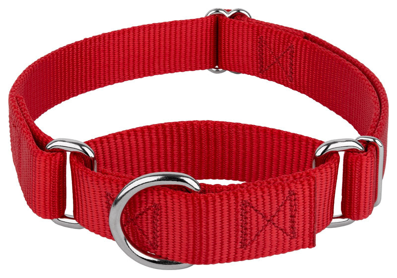 Country Brook Petz - Martingale Dog Collar - Heavy-Duty Training Collar with No Buckle - Service Dog Collar for All Pups - 10+ Warm Colors (Red, 1 Inch, Large) Large (Pack of 1) Red