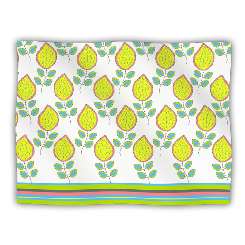 Nandita Singh Yellow Leaves Bright Floral Pet Dog Blanket, 60 by 50-Inch - PawsPlanet Australia