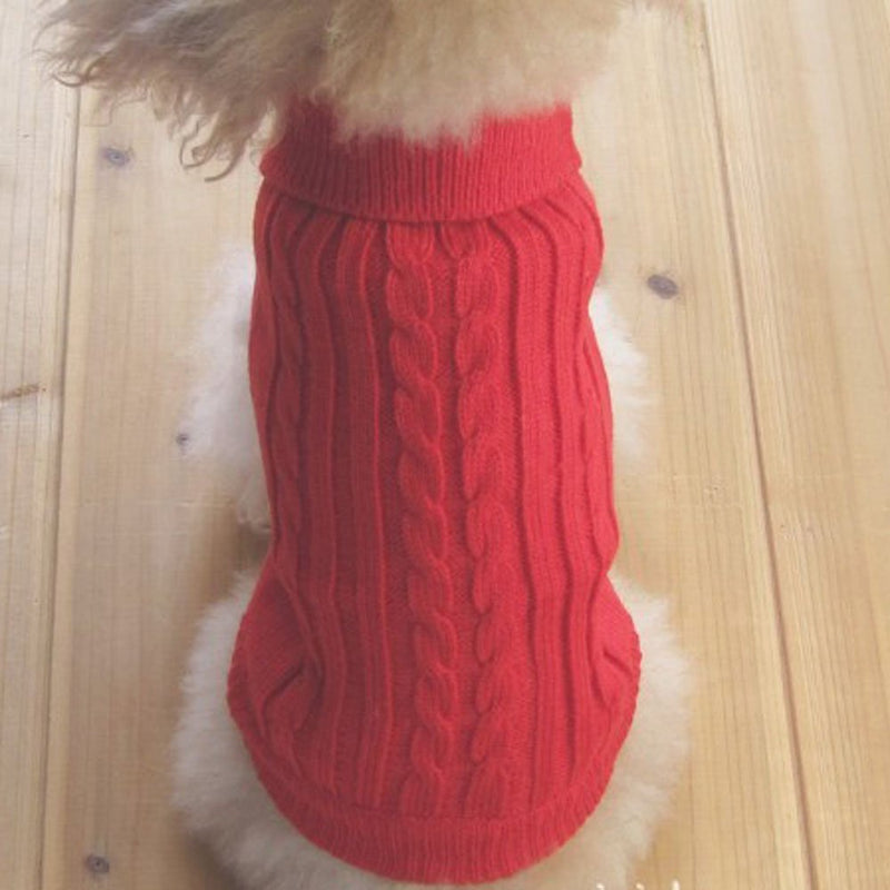 Tangpan Turtleneck Classic Straw-Rope Pro Pet Dog Sweater Apparel (Red,M) Medium (Pack of 1) Red - PawsPlanet Australia