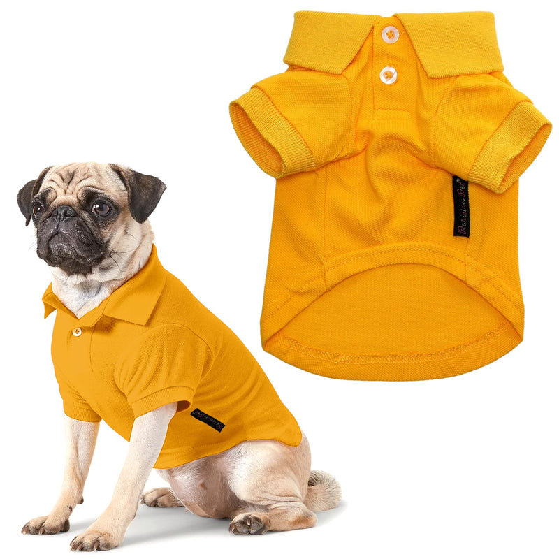 Parisian Pet Dog Polo Shirts - Breathable Cotton Shirt - Solid Yellow, Summer Pullover - Button Up Collar Polo for Large Dogs XL Yellow Polo - PawsPlanet Australia