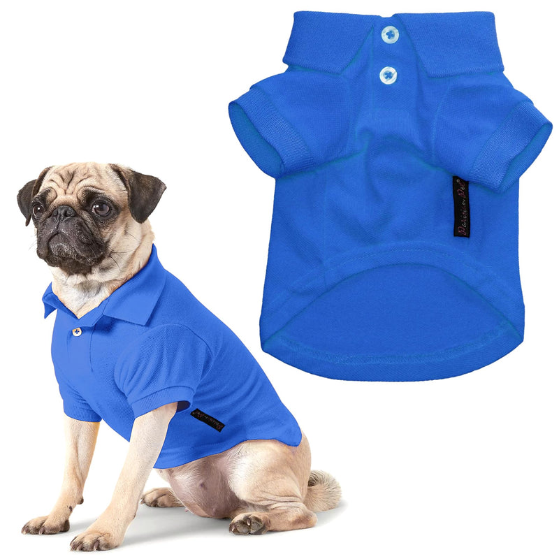 Parisian Pet Dog Polo Shirt – Classic Blue Cotton Pet Apparel with Collar & Buttons - Soft Breathable Puppy T-Shirt - Cute Dog Clothes - Ideal Summer Clothes for Large Dogs - Shirts for Dogs Boy XL Blue Polo - PawsPlanet Australia