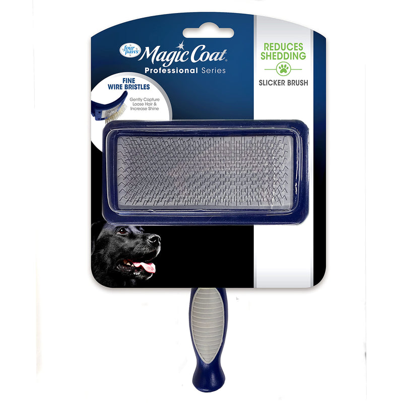 Four Paws Magic Coat Professional Series Grooming Brush for Dogs & Cats, Reduces Shedding, Stimulates Coat's Natural Oils, Ergonomic Design, Ideal for Medium, Long, Curly, and Wiry Coats - PawsPlanet Australia