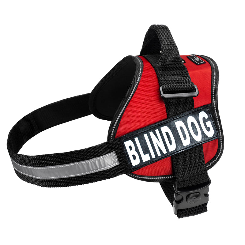 Doggie Stylz Blind Dog Harness - No Pull, No Escape Adjustable Service Dog Vest with Handle for Training & Mobility, Reflective Accessories & Patches for Blind Dogs Girth 24-31" Red - PawsPlanet Australia