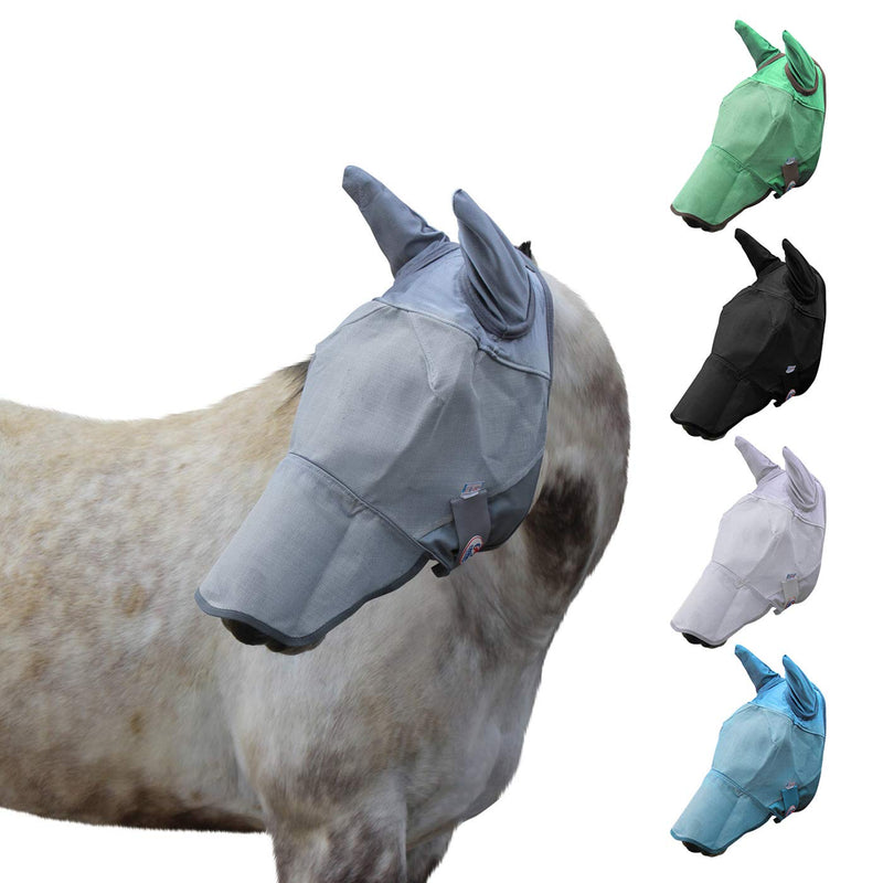 Derby Originals Reflective Fly Mask with One Year Warranty - with Ears and Nose Cover Large (Full/Average) Grey - PawsPlanet Australia