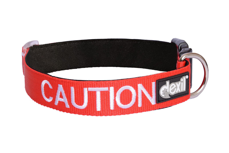 Caution Red Color Coded S M L XL Buckle Dog Collar Prevents Accidents by Warning Others of Your Dog in Advance (S-M Collar 10-17" Lx1 W) - PawsPlanet Australia