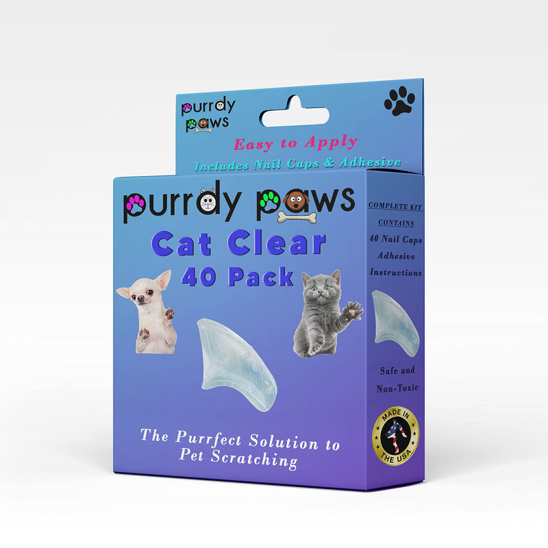 40 Pack Soft Nail Caps for Cat Claws Clear Large - PawsPlanet Australia