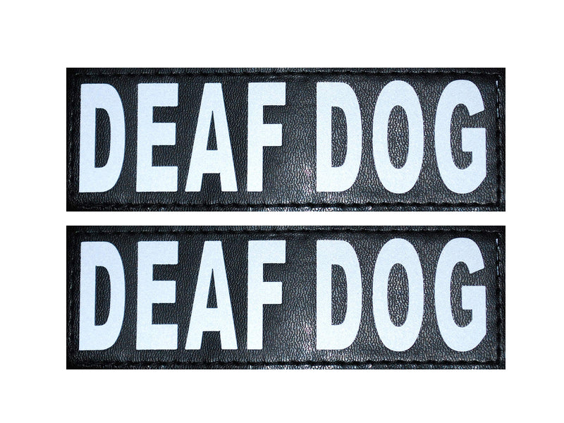 Doggie Stylz Set of 2 Reflective Deaf Dog Removable Patches with Hook Backing for Working Dog Harnesses & Vests. Durable and Interchangeable - Comes in 3 Sizes Small, Medium and Large Small 3"x1" - PawsPlanet Australia