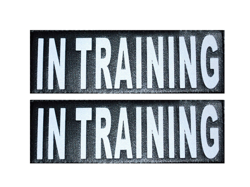 Doggie Stylz Set of 2 Reflective in Training Removable Patches with Hook Backing for Working Dog Harnesses & Vests. Durable and Interchangeable - Comes in 3 Sizes Small, Medium and Large Medium 4" X 1.5" - PawsPlanet Australia