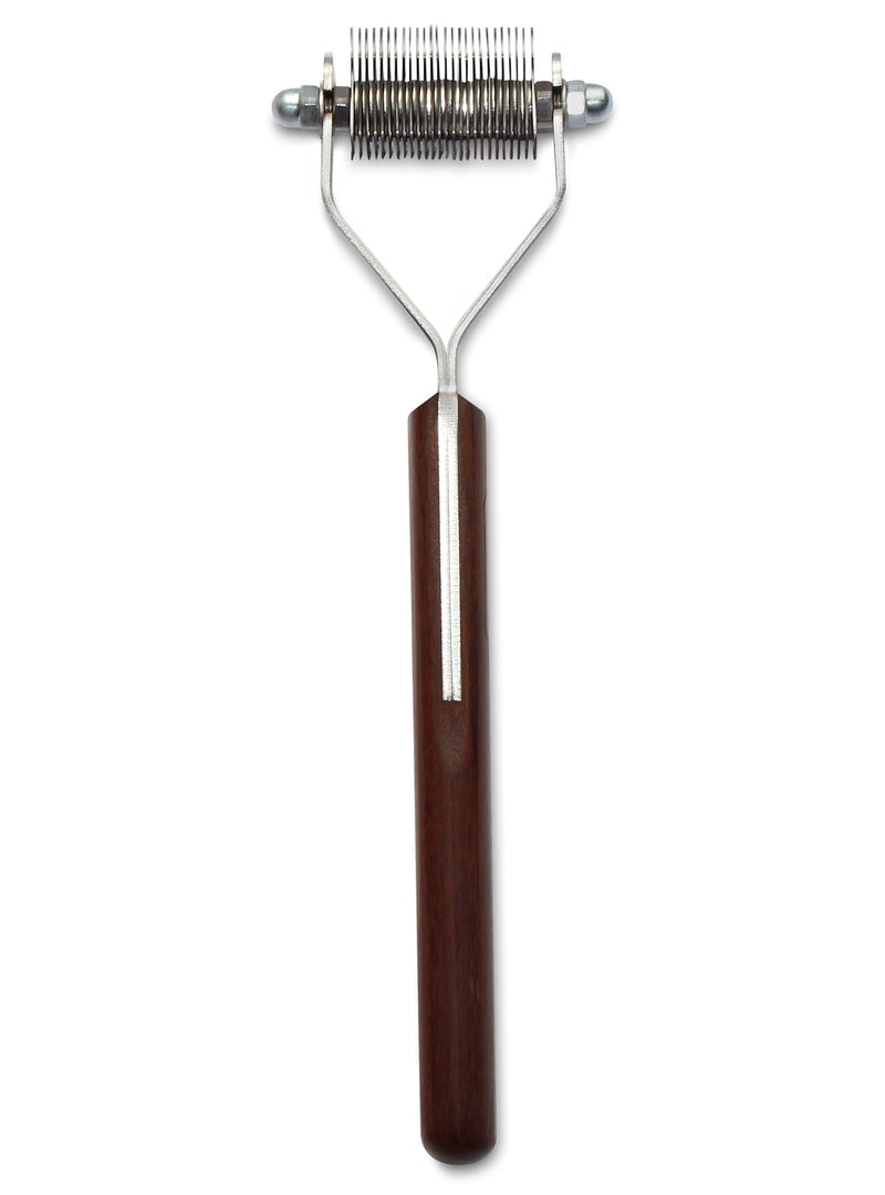 Mars Coat King Dematting Undercoat Grooming Rake Stripper Tool for Dogs and Cats, Stainless Steel with Wooden Handle for Thick Coats, 26-Blade Stripper for Groomers, Pet Owners Small/Medium Dog