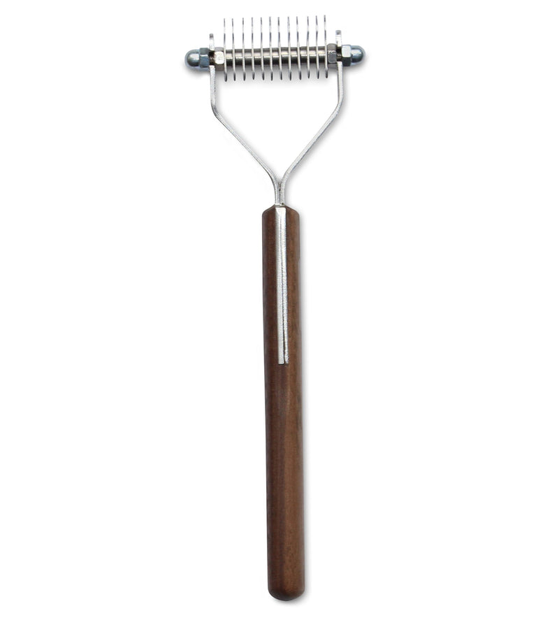 Mars Coat King Blunt Dematting Undercoat Grooming Rake Stripper Tool for Dogs and Cats, Stainless Steel with Wooden Handle, Made in Germany, 12-Blade - PawsPlanet Australia