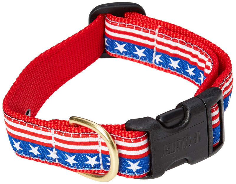 Up Country Stars and Stripes Dog Collar, Medium (12 to 18 inches) 1 inch Wide Width Stars and Stripes Collar - PawsPlanet Australia