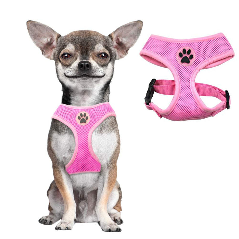 BINGPET Dog Vest Harness -Light Weight Breathable Sports Mesh - Pet Adjustable Harness Puppy Padded Harnesses Dog Vest Harness for Small Dogs X-Small (Neck Girth 11") Pink - PawsPlanet Australia
