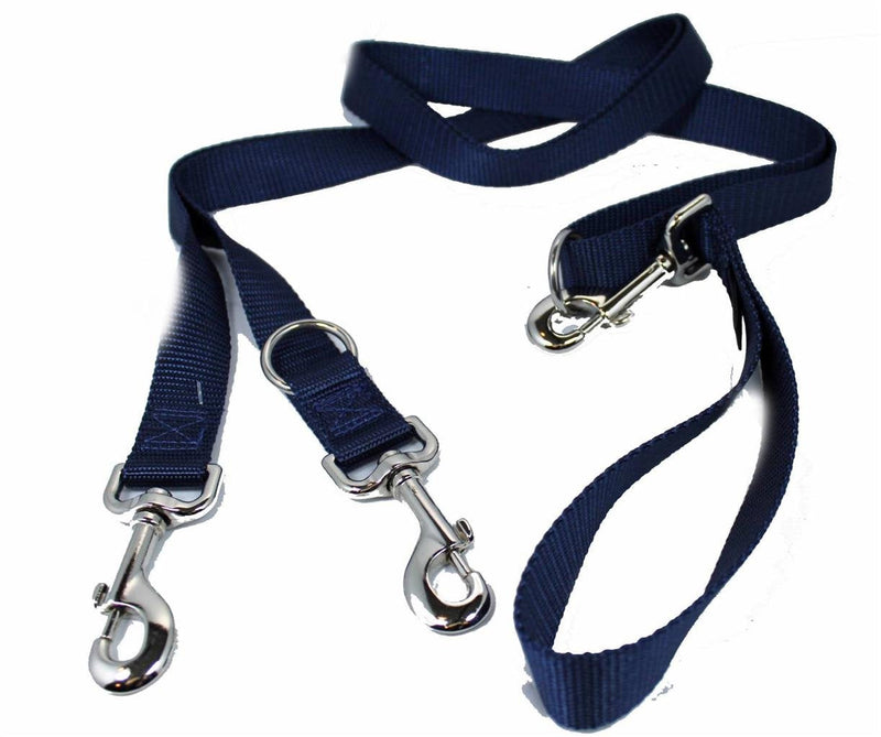 2 Hounds Freedom Multipurpose 1 Inch Euro Pet Leash 4 to 8 Foot or Double Dogs with Detachable Handle Navy - PawsPlanet Australia