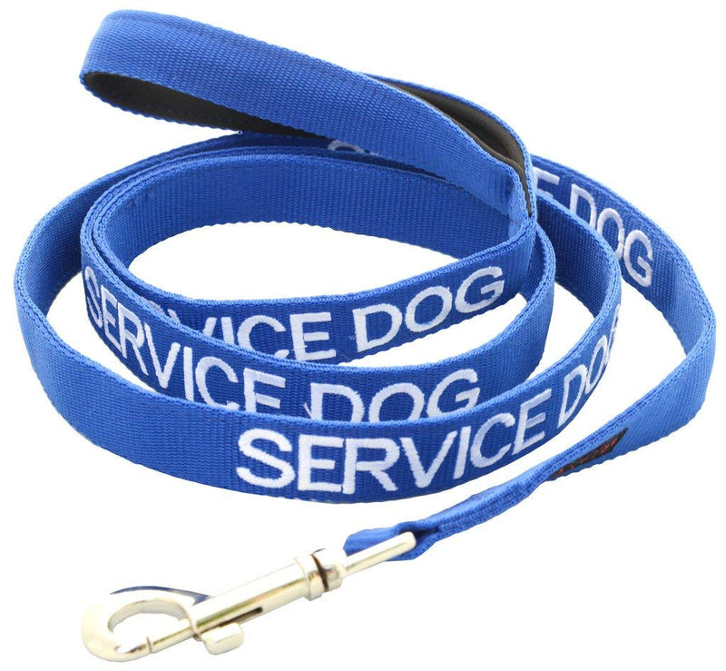 Service Dog Blue Padded Leash - 6ft, Prevents Accidents by Warning Others in Advance