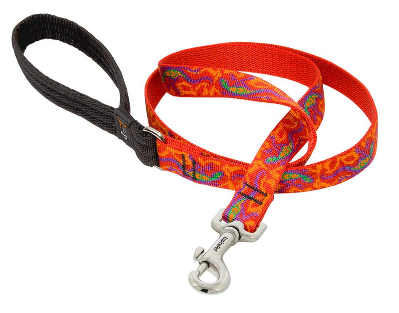 LupinePet Originals 3/4" Go Go Gecko 4-Foot Padded Handle Leash for Medium and Larger Dogs 3/4" wide; 4-ft long - PawsPlanet Australia